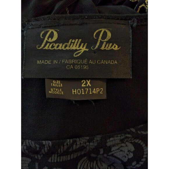 Vintage Picadilly Plus Womens 2X Top Small Black Slinky Knit Long Sleeve Travel - Picture 5 of 5